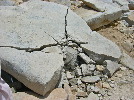 A block of granite struck most likely by a lightning 
 we could only guess